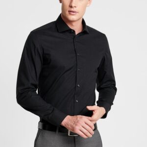 SLIM SPREAD KENT PATCH - Businesshemd Schwarz